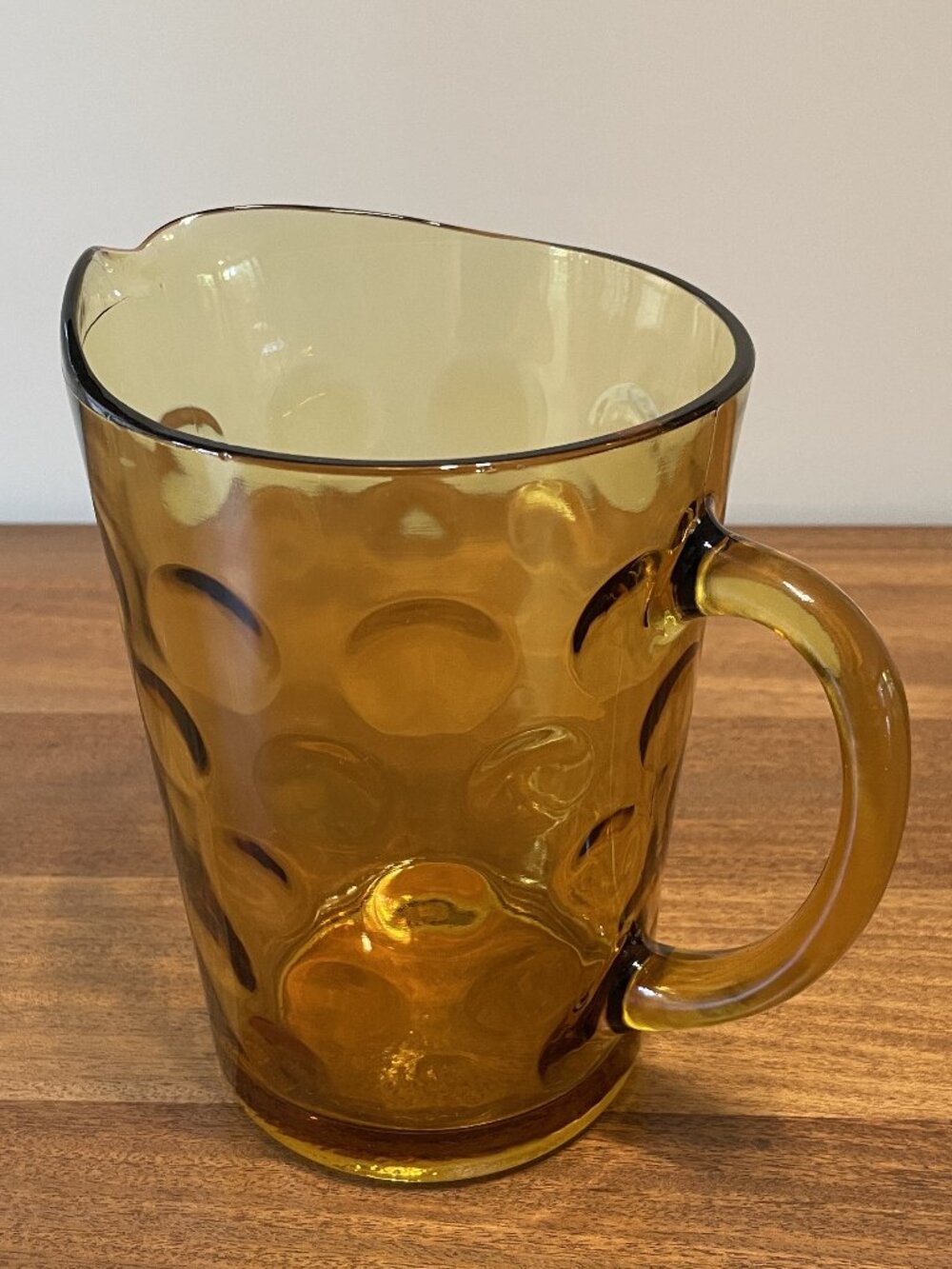 Vintage Amber Dimpled Bubble Glass Hazel Atlas Pitcher